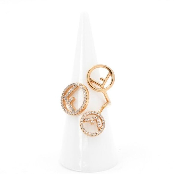 Fendi F's Ring Gold Rhinestone Logo - Picture 6 of 9